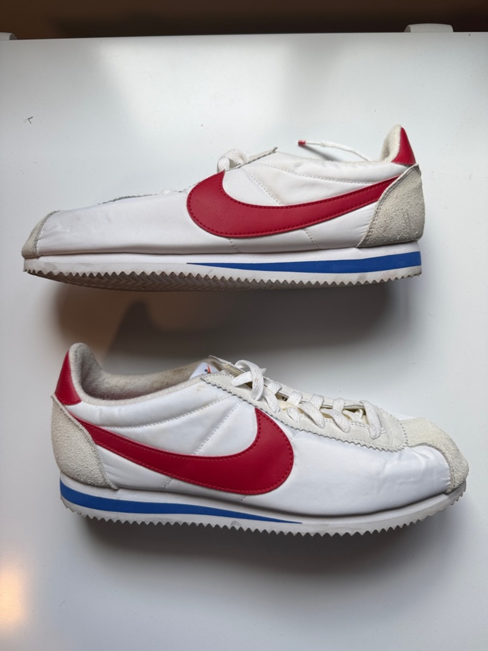 Nike Cortez Forrest Gump Sneakers with Red Swoosh and Blue Accent